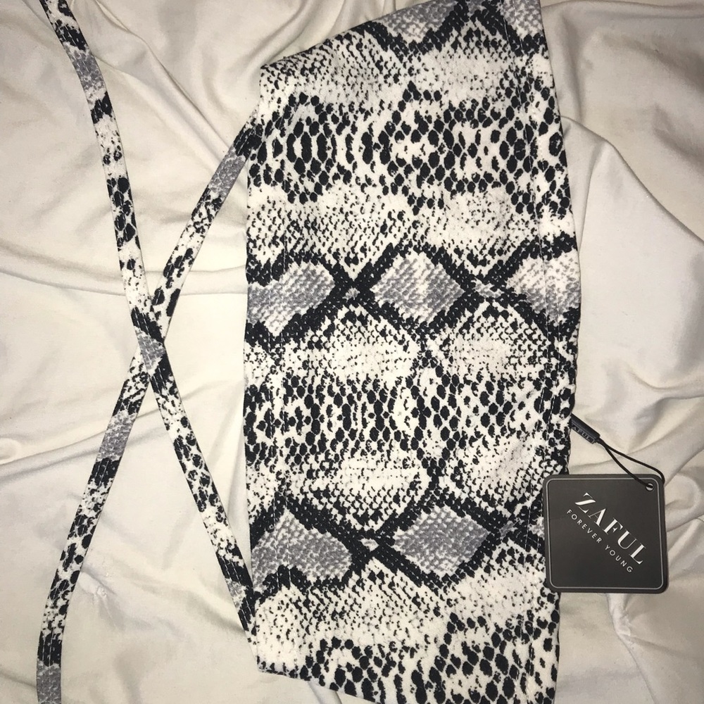 Zaful snake print cross body tie bandeau/crop